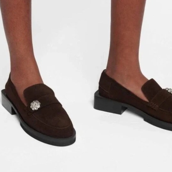 Brown Loafers with Crystal Embellishment - Picture 3 of 8